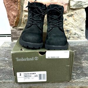 Timberland Black Youth Boots size 2